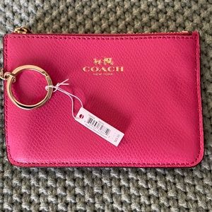 Coach new with tags card wallet. Bright pink leather